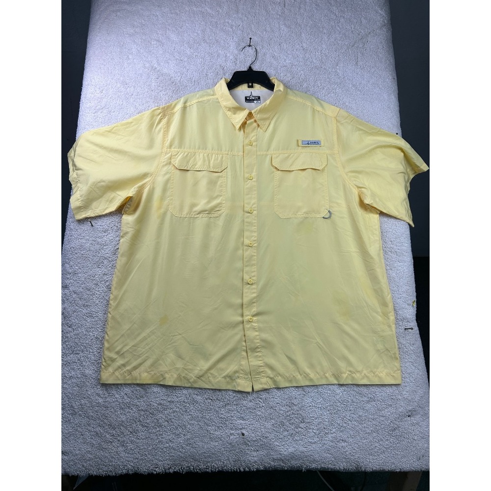 Habit Men's Dress Shirt Yellow 2XL‎ Polyester Button-Down Pockets